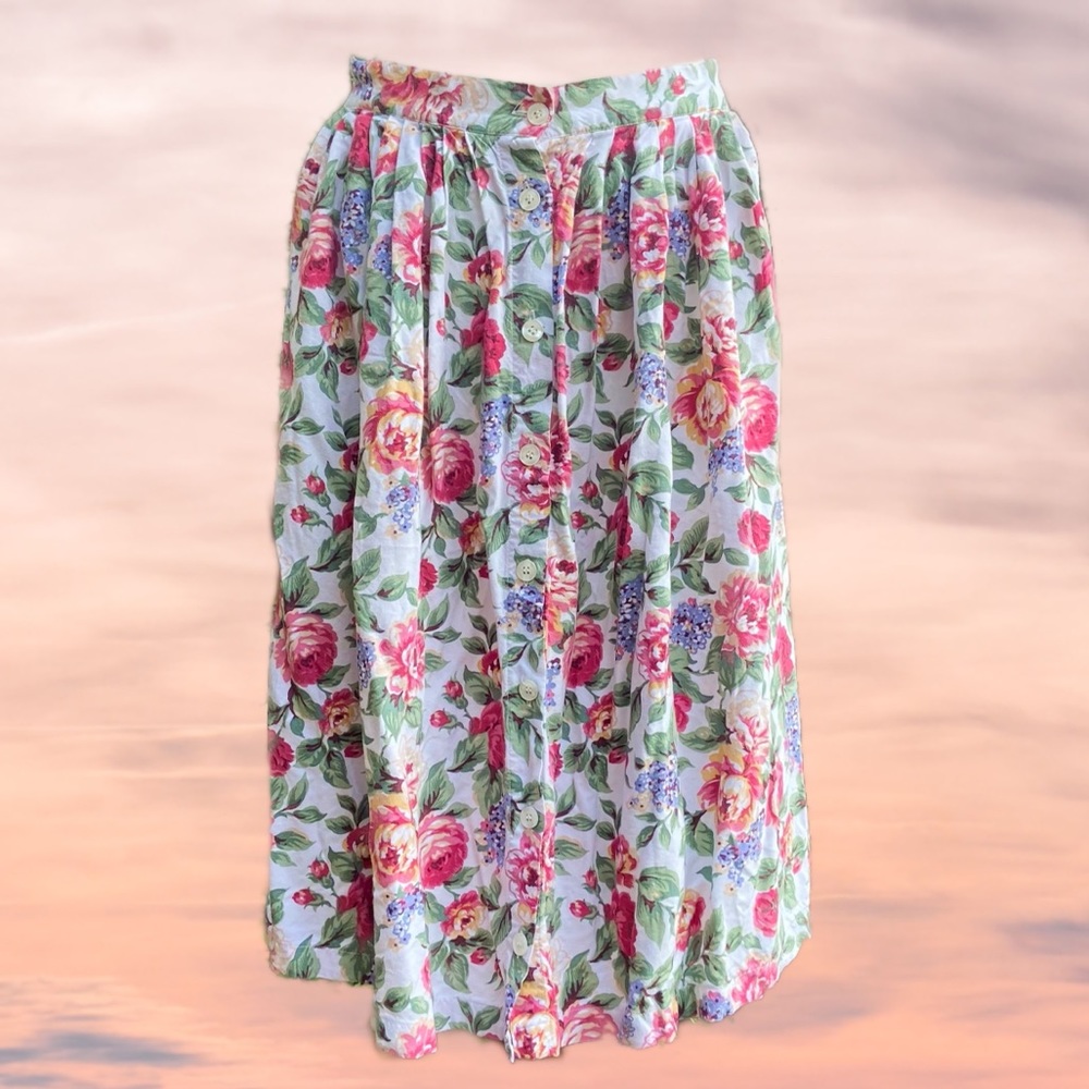 VTG Floral Button Down Midi Skirt